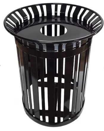 SRTR-37 - Steel Trash Receptacle with Pitch In Top